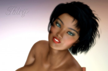 Картинка 3д+графика портрет+ portraits девушка взгляд фон