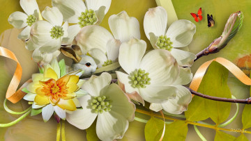 Картинка разное компьютерный+дизайн кролик бабочки цветы