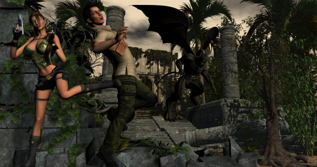 Обои картинки фото 3д графика, фантазия , fantasy, фон, взгляд, девушка