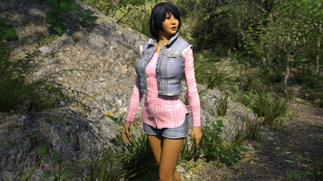 Обои картинки фото 3д графика, люди , people, фон, взгляд, девушка