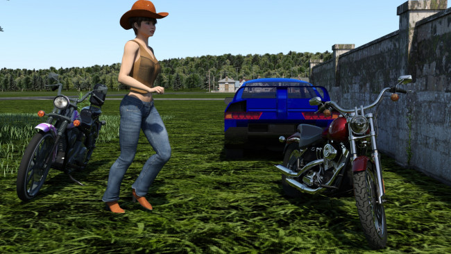 Обои картинки фото 3д графика, люди-авто, мото , people- car ,  moto, взгляд, фон, девушка