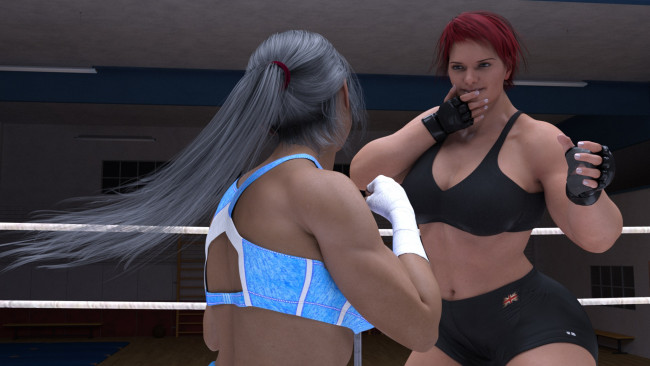 Обои картинки фото 3д графика, спорт , sport, борьба, фон, взгляд, девушки