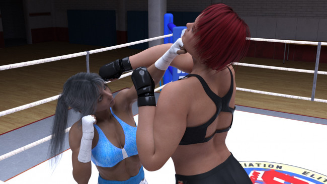 Обои картинки фото 3д графика, спорт , sport, девушки, борьба, фон, взгляд