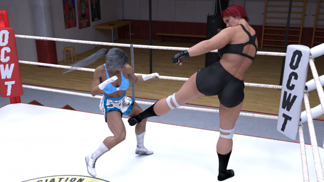 Обои картинки фото 3д графика, спорт , sport, девушки, взгляд, фон, борьба