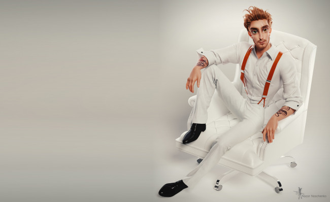 Обои картинки фото 3д графика, люди , people, арт, шрам, парень