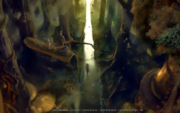 Картинка календари фэнтези 2019 calendar растение природа дерево девушка