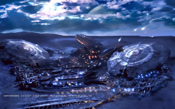 Картинка календари фэнтези 2019 механизм сооружение небо calendar планета