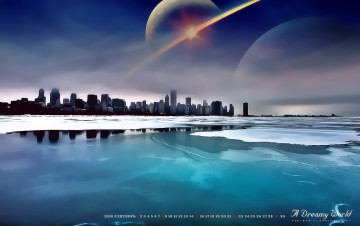 Картинка календари компьютерный+дизайн здание calendar 2019 лед водоем город планета