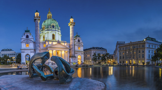 Обои картинки фото karlskirche, города, - улицы,  площади,  набережные, простор