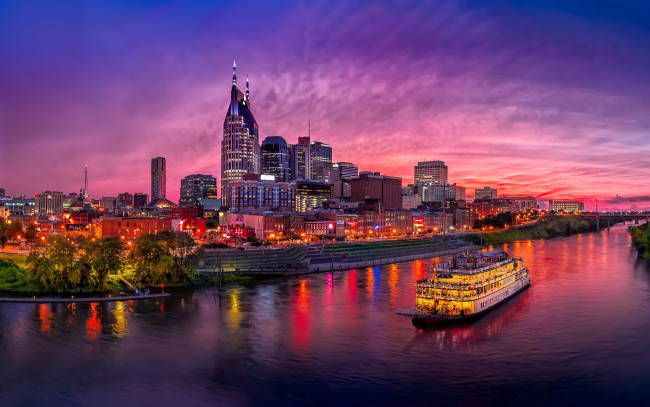 Обои картинки фото nashville,  usa, города, - огни ночного города, америка, вечер, сша, город, hdr, нэшвилл, теннесси, американские, закат, cityscapes, современные, здания