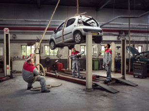 обоя юмор и приколы, сто, работники, машина, канат