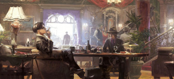 Картинка аниме shingeki+no+kyojin люди стол сигара лестница шляпа