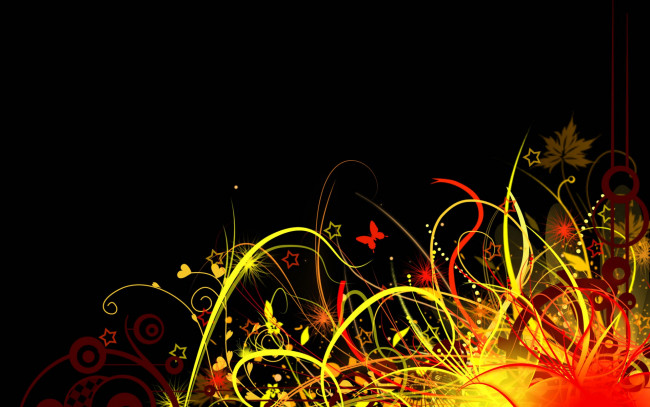 Обои картинки фото векторная графика, -графика , graphics, бабочка, звездочки, трава