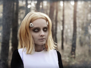 обоя девушки, kirdjava, лицо, заколки, лес