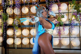 Картинка девушки nonsummerjack образ косплей наряд костюм платье веер цветы фонари