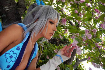 обоя девушки, nonsummerjack, образ, косплей, наряд, костюм, платье, сад, цветение