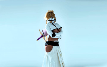 Картинка девушки nonsummerjack образ косплей наряд костюм маска оружие