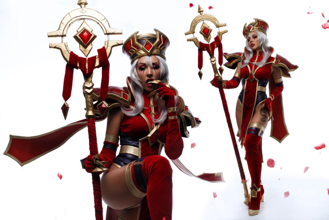 Обои картинки фото девушки, ольга кожевникова , lady bell, образ, косплей, наряд, костюм, посох