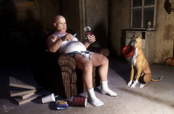 Картинка 3д графика humor юмор кресло собака