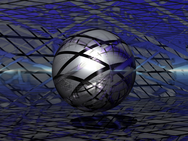 Обои картинки фото 3д, графика, шары, синий, шар, линии