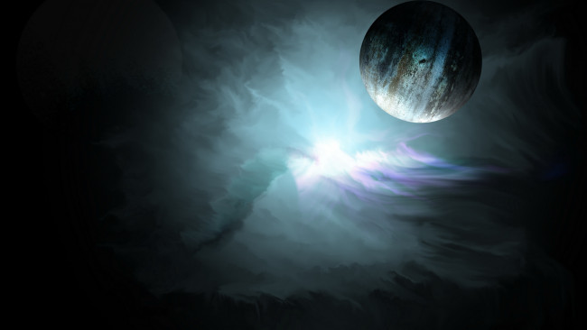 Обои картинки фото космос, арт, свечения, планета