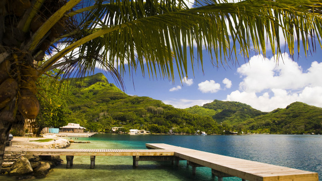 Обои картинки фото природа, тропики, облака, горы, море