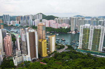 Картинка hong kong города гонконг китай река дома парк суда