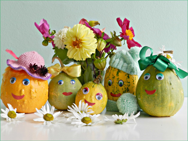 Обои картинки фото разное, ремесла, поделки, рукоделие, творчество, смешные, юмор, цветы, фотография, флора, фантазия, тыква, семья, выдумка, кабачок, овощи, октябрь, осень, позитив, прикол, природа, родня, ромашка, ручная, работа, семейство