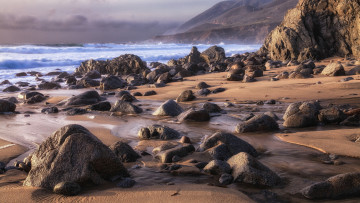 Картинка природа побережье волны камни