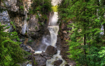 Картинка природа водопады поток скала