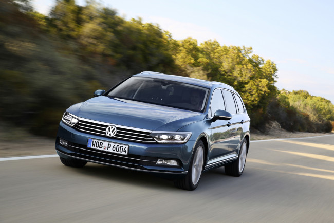 Обои картинки фото автомобили, volkswagen, синий, 2014г, b8, highline, variant, passat