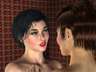 обоя 3д графика, портрет , portraits, фон, взгляд, девушки