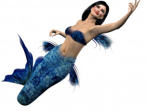 Картинка 3д+графика существа+ creatures девушка взгляд фон русалка