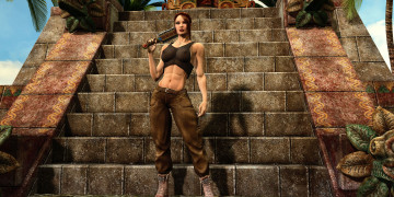 Картинка 3д+графика фантазия+ fantasy девушка взгляд фон оружие