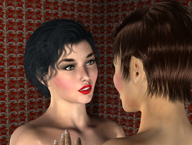 Обои картинки фото 3д графика, портрет , portraits, фон, взгляд, девушки