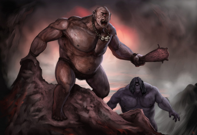 Обои картинки фото фэнтези, существа, цыклопы, булава, монстры