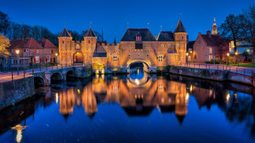 Картинка koppelpoort +amersfoort города -+огни+ночного+города панорама ночь