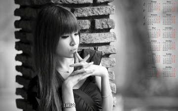 Картинка календари девушки азиатка черно-белое фото