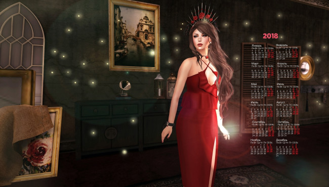 Обои картинки фото календари, рисованные,  векторная графика, женщина, огонек, картина