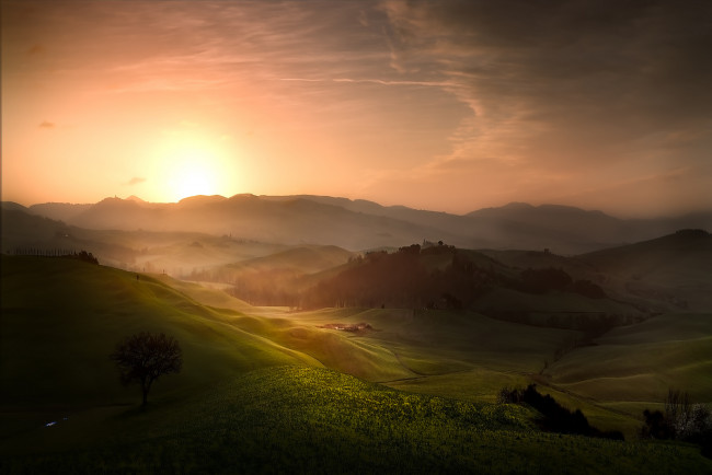 Обои картинки фото природа, восходы, закаты, простор