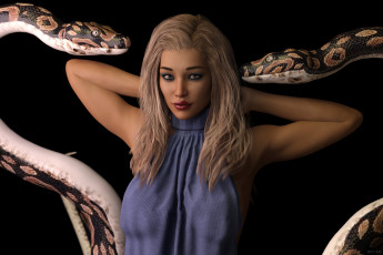 Картинка 3д+графика фантазия+ fantasy фон взгляд девушка