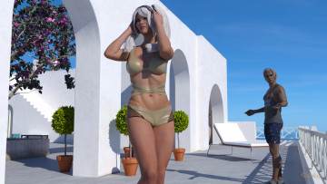 Картинка 3д+графика люди+ people девушка взгляд фон