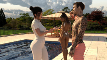 Картинка 3д+графика люди+ people девушки взгляд фон