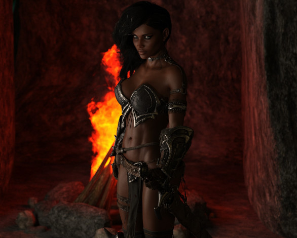 Обои картинки фото 3д графика, фантазия , fantasy, взгляд, девушка, фон