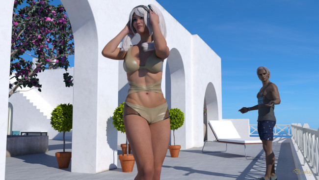 Обои картинки фото 3д графика, люди , people, девушка, взгляд, фон