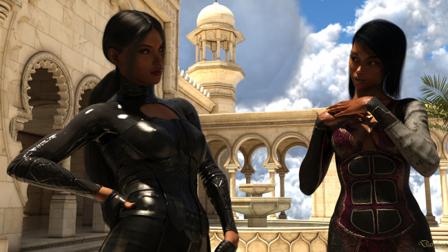 Обои картинки фото 3д графика, люди , people, фон, девушки, взгляд