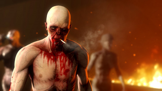 Обои картинки фото 3д графика, ужас , horror, существо, взгляд, фон, сигарета