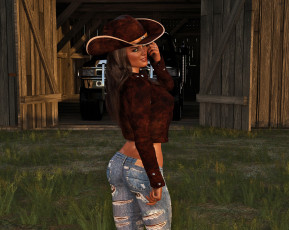 Картинка 3д+графика люди+ people девушка взгляд фон