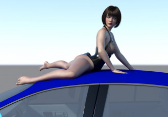 Картинка 3д+графика люди-авто мото+ people-+car+ +moto фон взгляд девушка