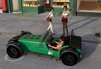 Картинка 3д+графика люди-авто мото+ people-+car+ +moto фон взгляд девушки